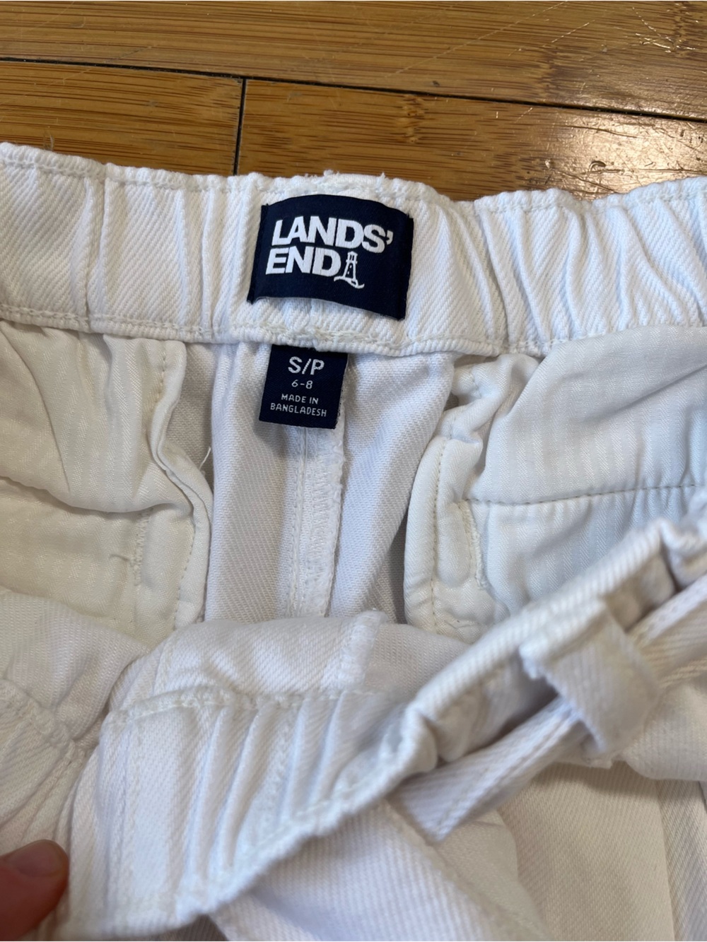 Lands' End White Wide-Leg Belted Paperbag Waist Pants - Picture 2 of 9